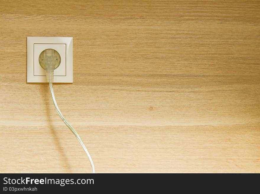 Plug in wooden wall