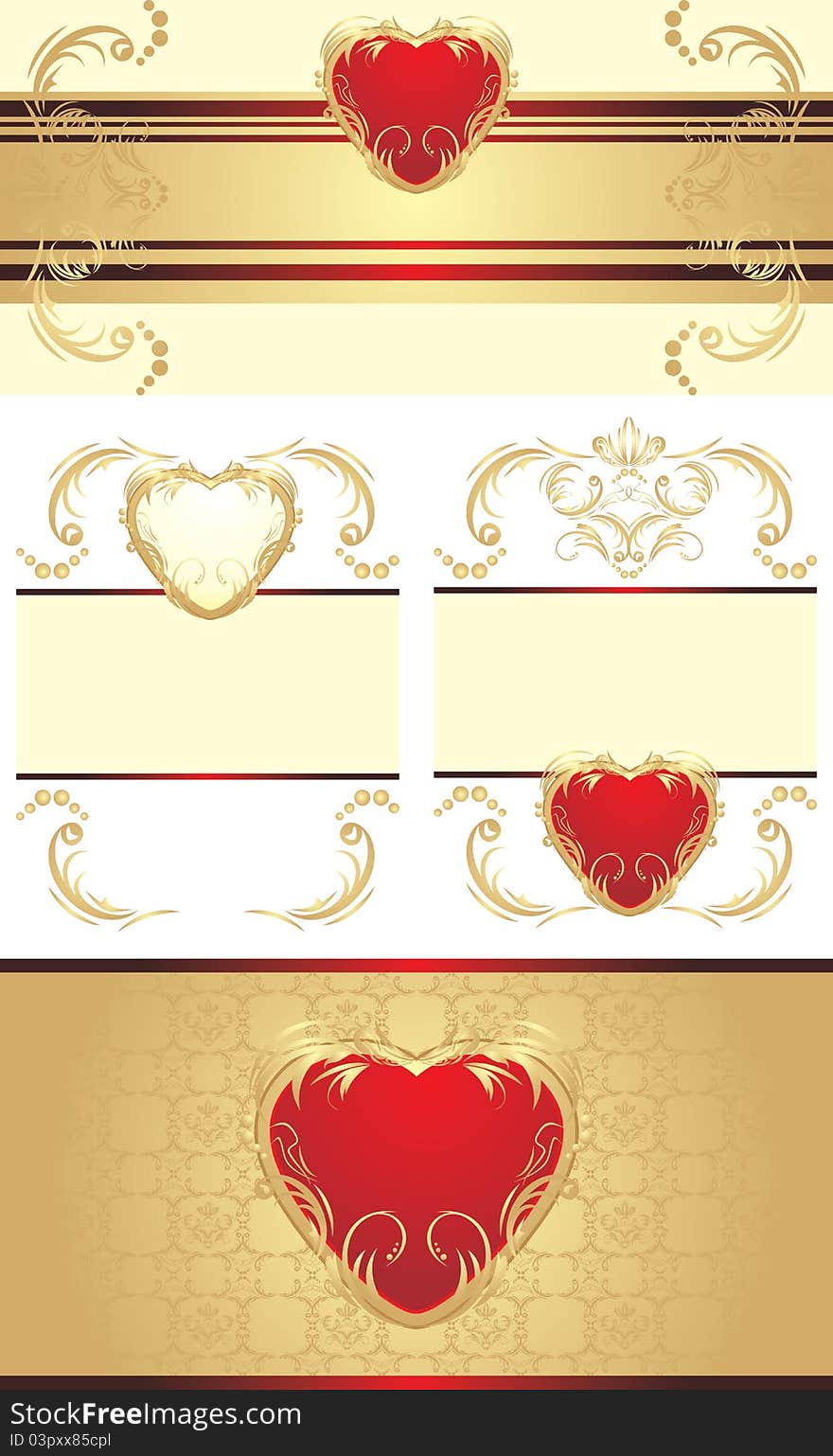 Decorative Borders With Hearts For Festive Cards