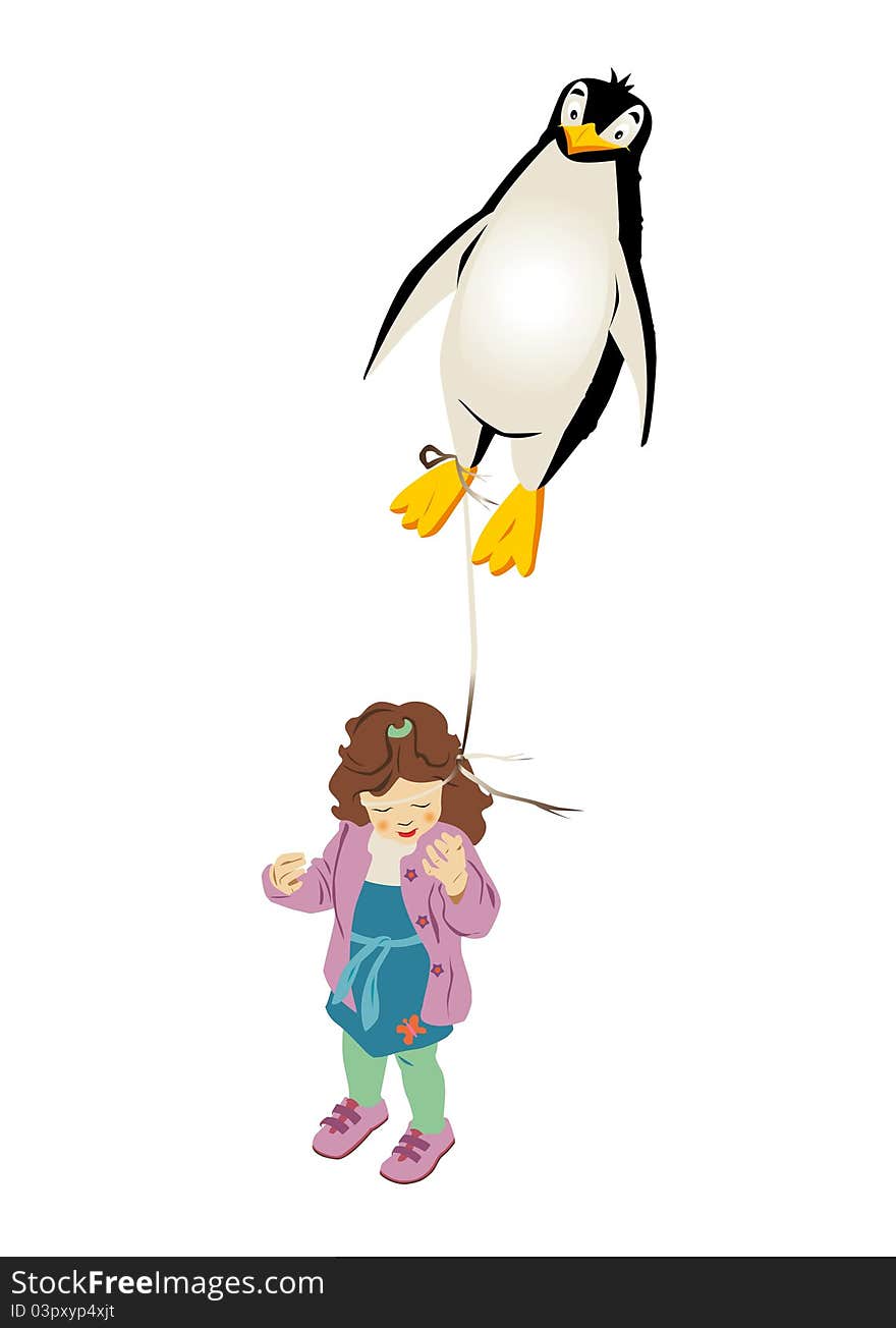 Girl with penguin-air-balloon