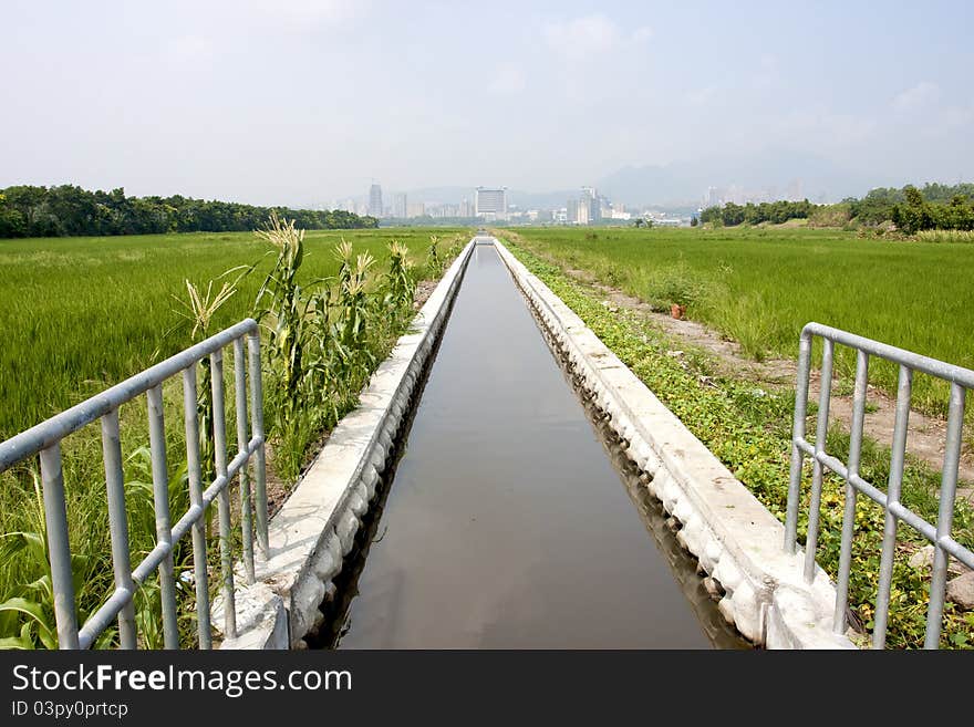 Water flowing in an irrigation canal in Taipei