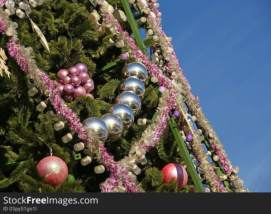 Christmas tree with colorful decorations