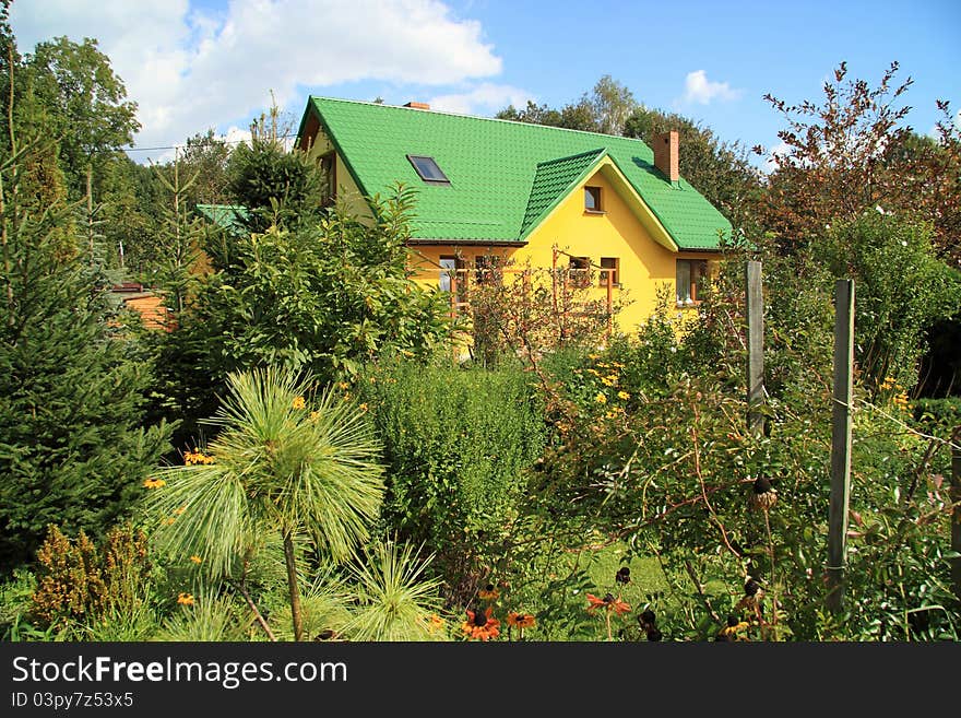 House with a green roof