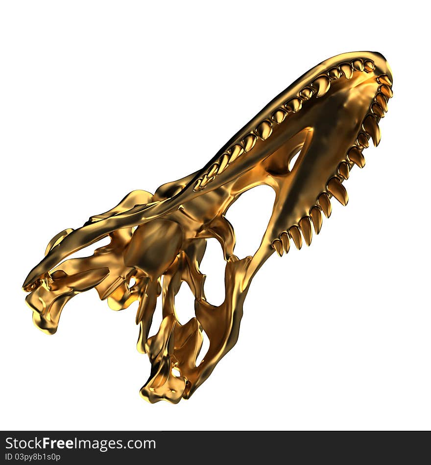 Golden Dino Skull