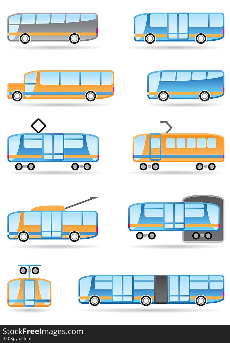 Public transport icons set