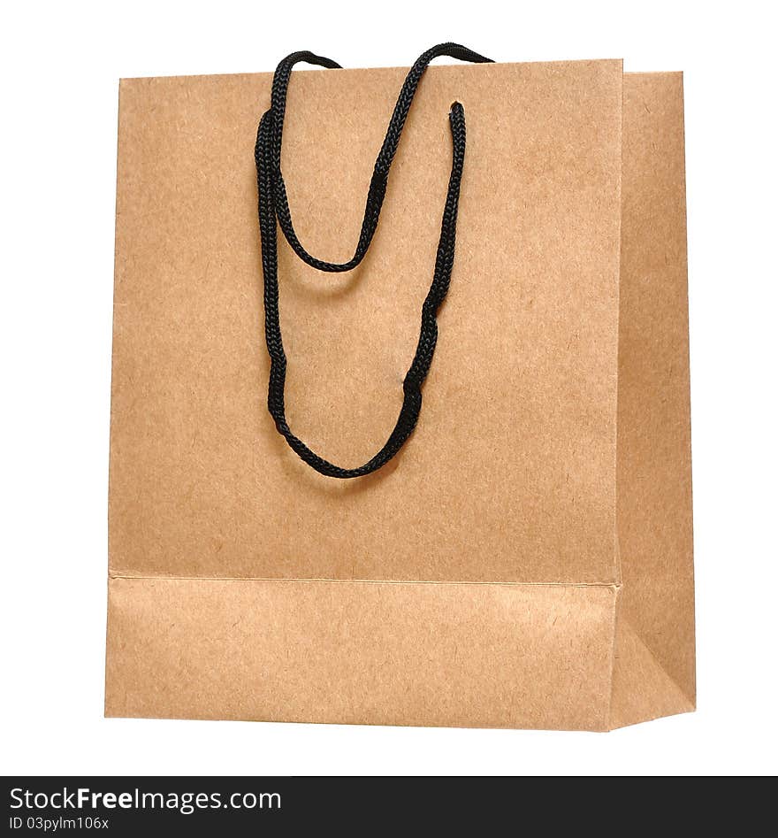 Shopping bag made from brown recycled paper