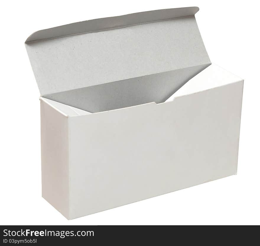 Open blank white box isolated on a white background