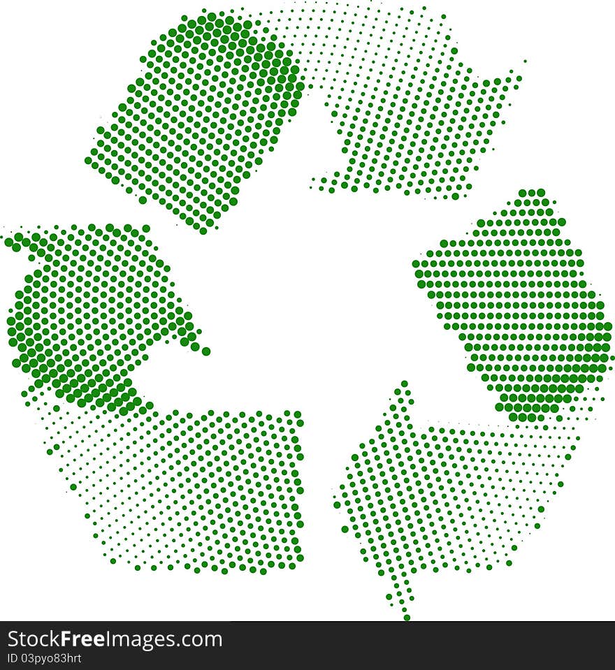 A Colourfull Green Halftone Vector Recycle Symbol Illustration. A Colourfull Green Halftone Vector Recycle Symbol Illustration