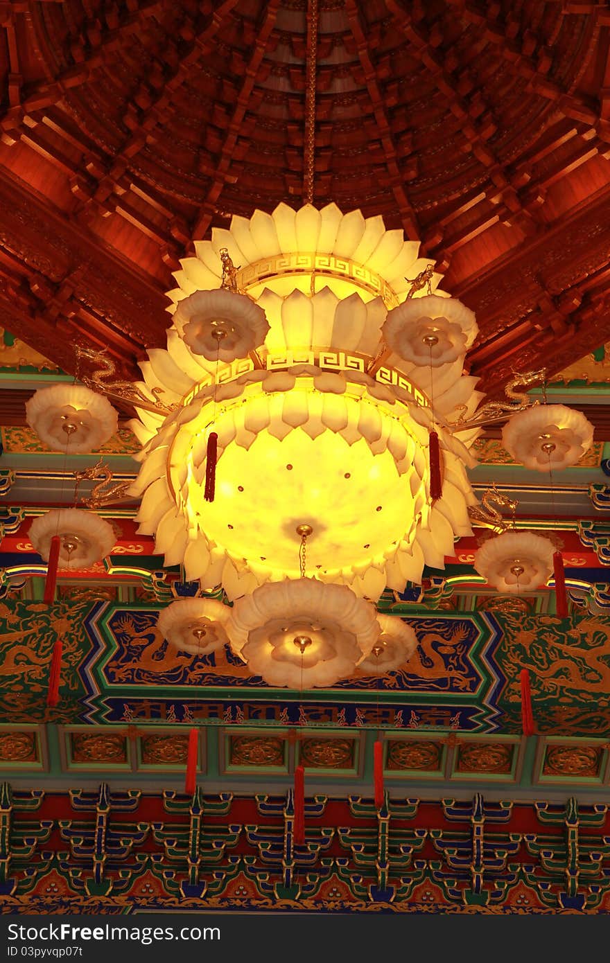 Ceiling light decorated in church at Chinese Temple, Thailand