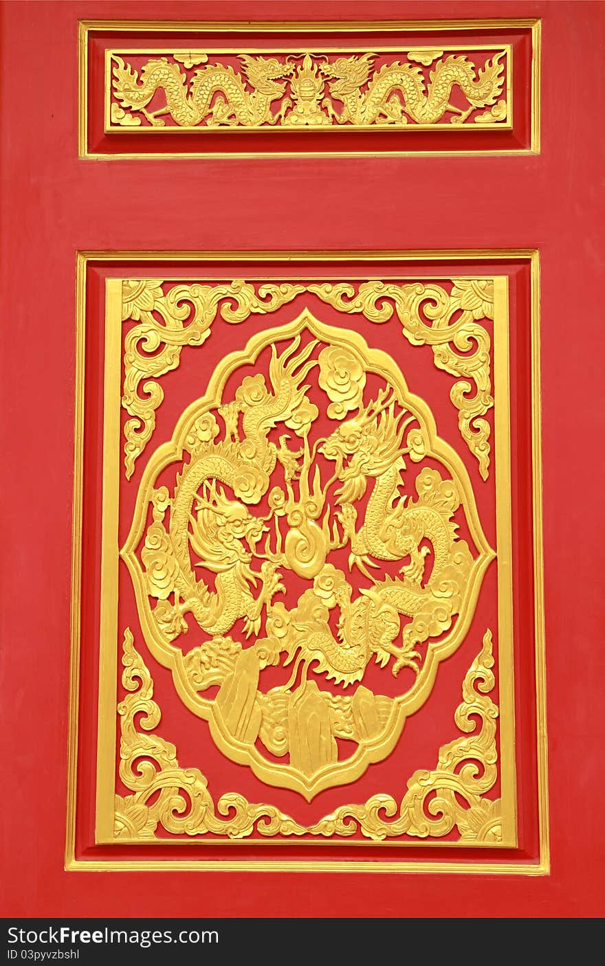 Golden chinese dragon on door