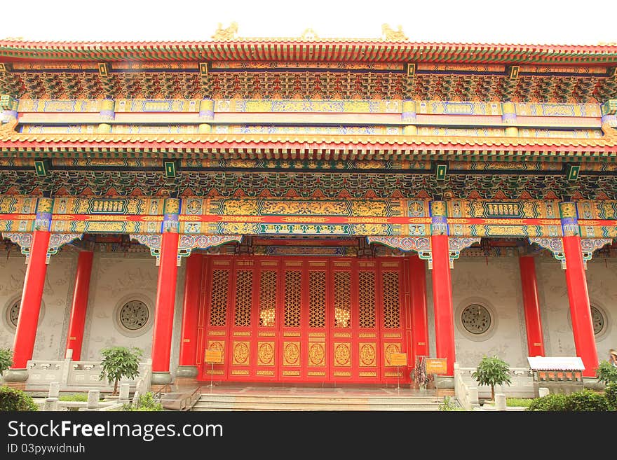 Front view of chinese temple in Thailand