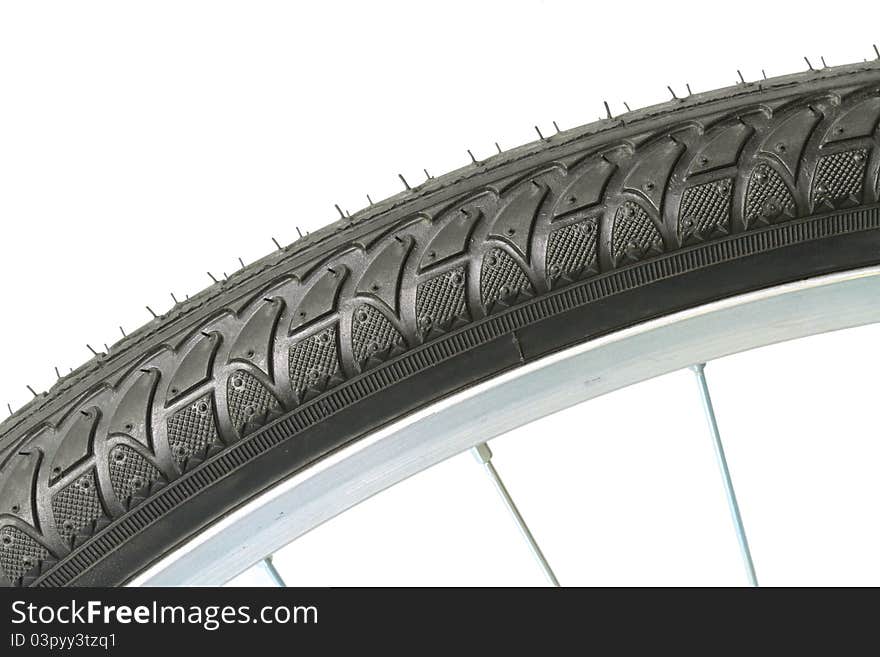 Bicycle wheel on a white background