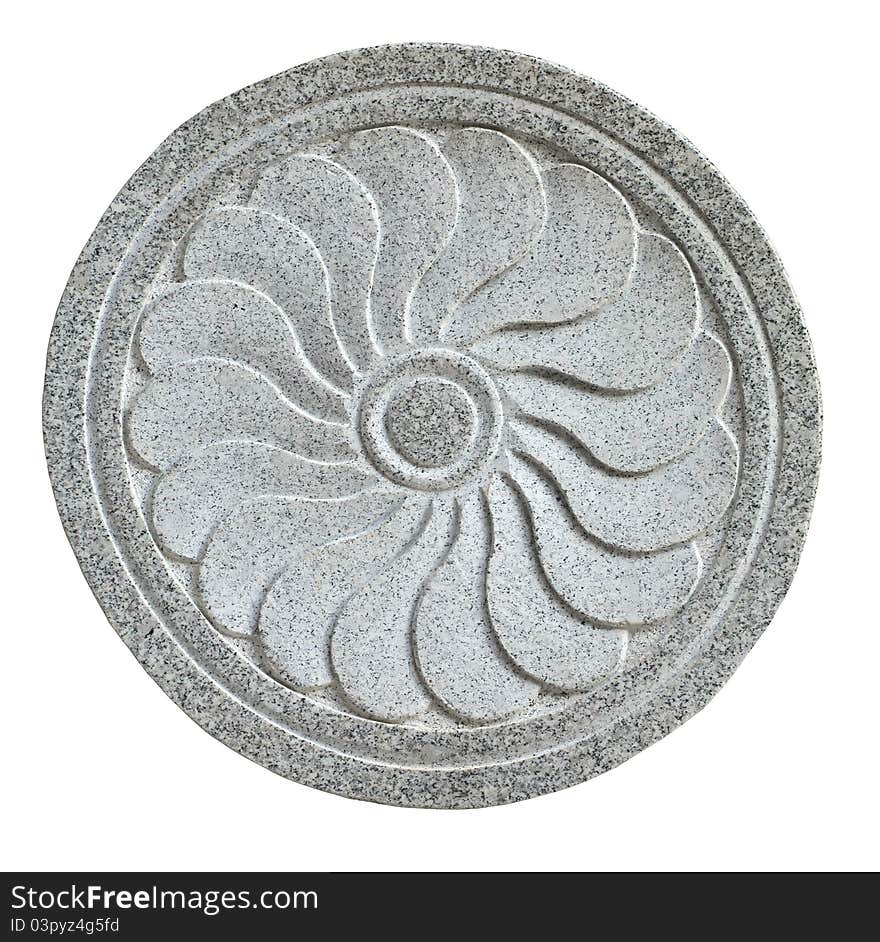 Carved stone detail in lotus pattern