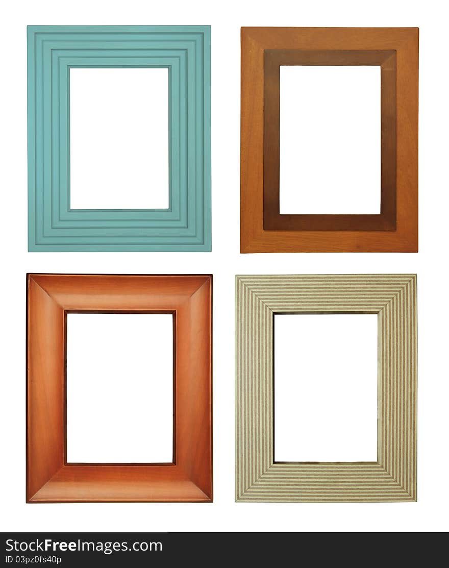 Four picture frames isolated on white background