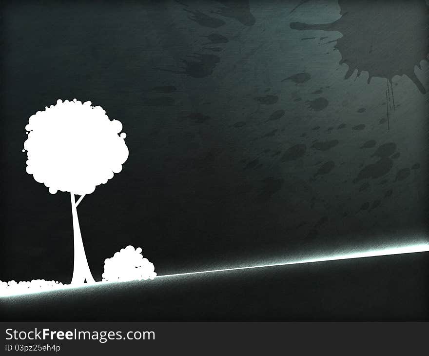 Alone white tree on gray metal background