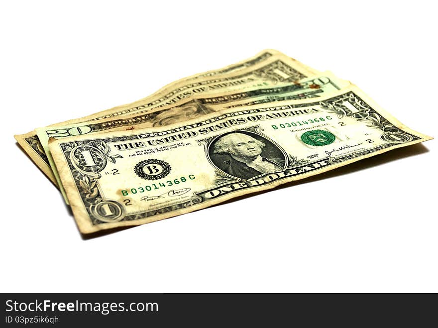 Dollars still life photo with white background. Dollars still life photo with white background