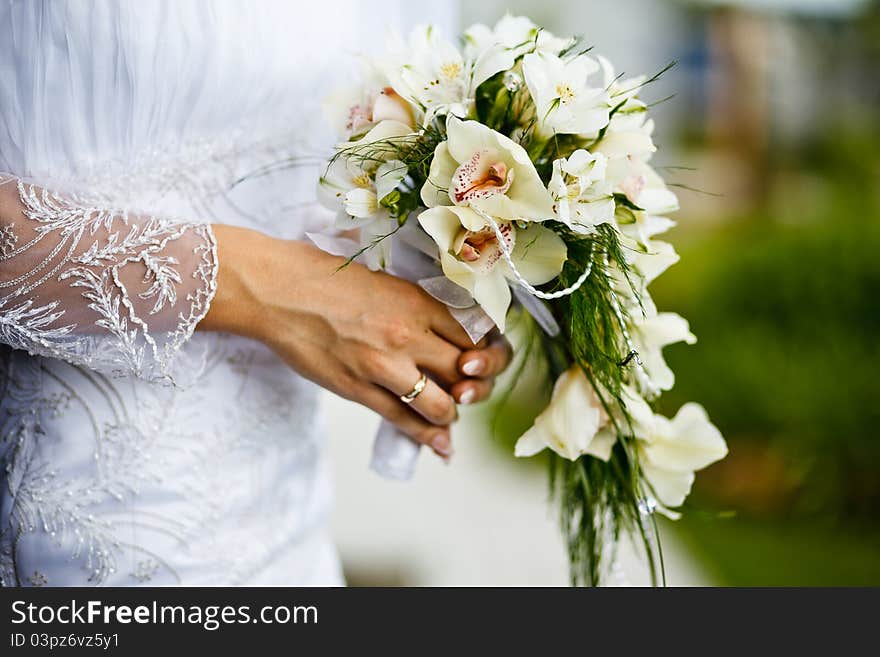 Close up of wedding bouquet