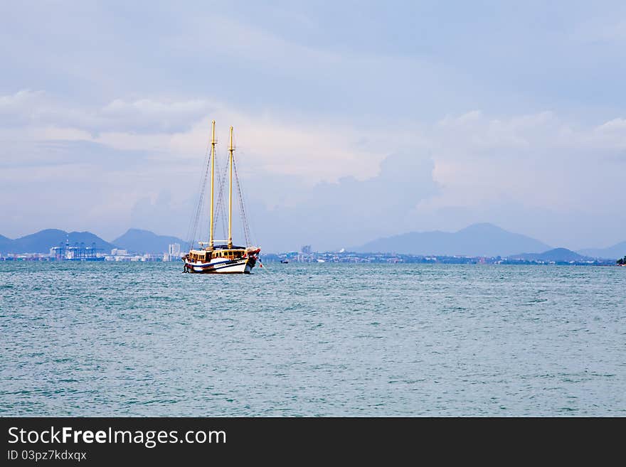 Luxury yacht in pattaya sea, thailand