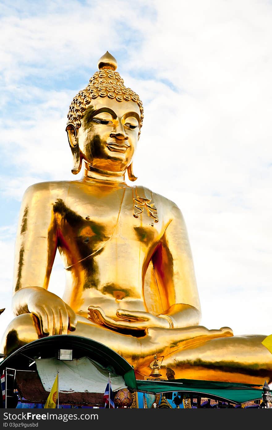 A big golden buddha in the north of thailand