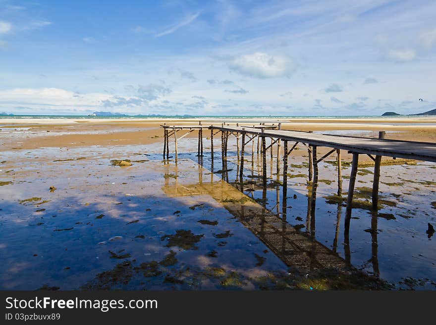 Wood pier on sea