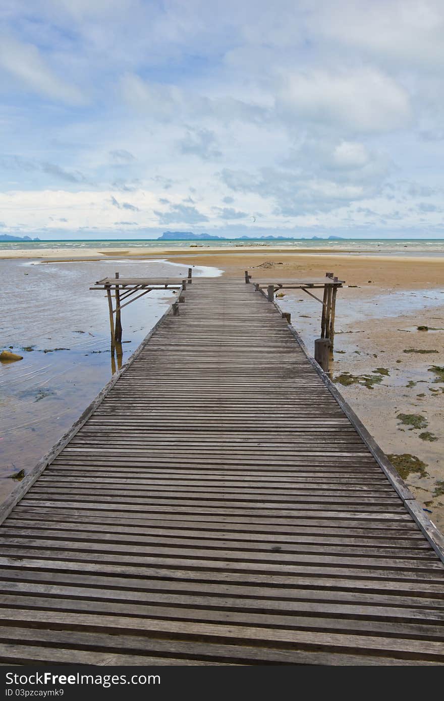 Wood pier on sea