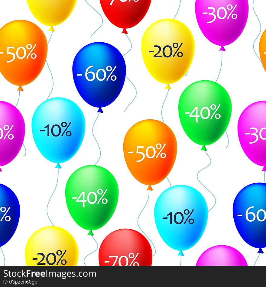 Vector background of balloons with sale discounts