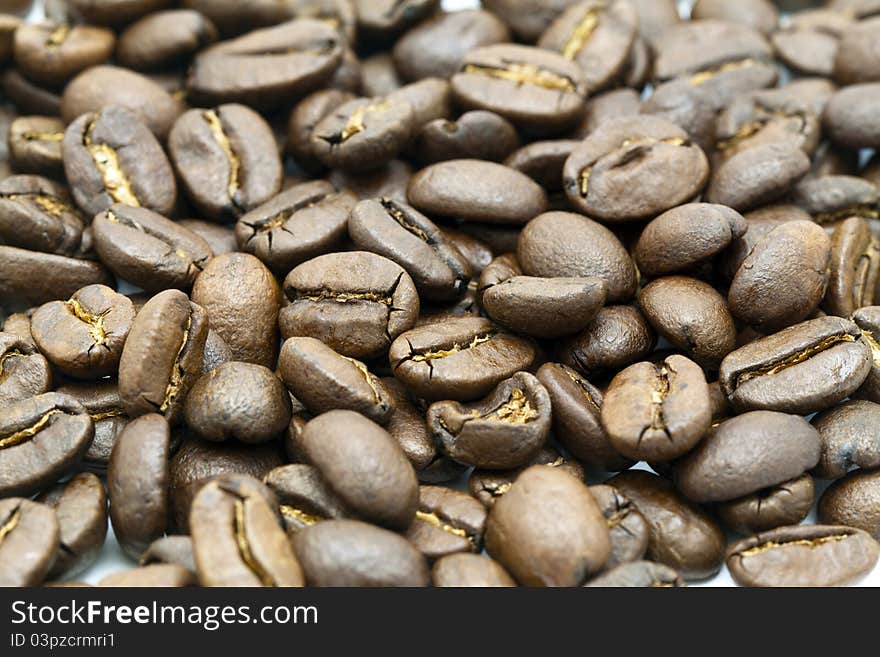 Background of fried coffee beans