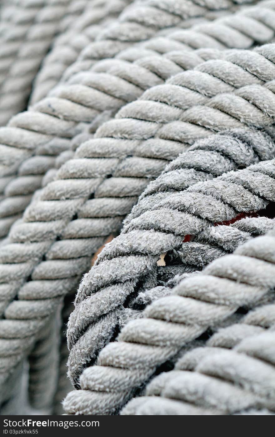 Twisted rope. Equipment on board sailing ship