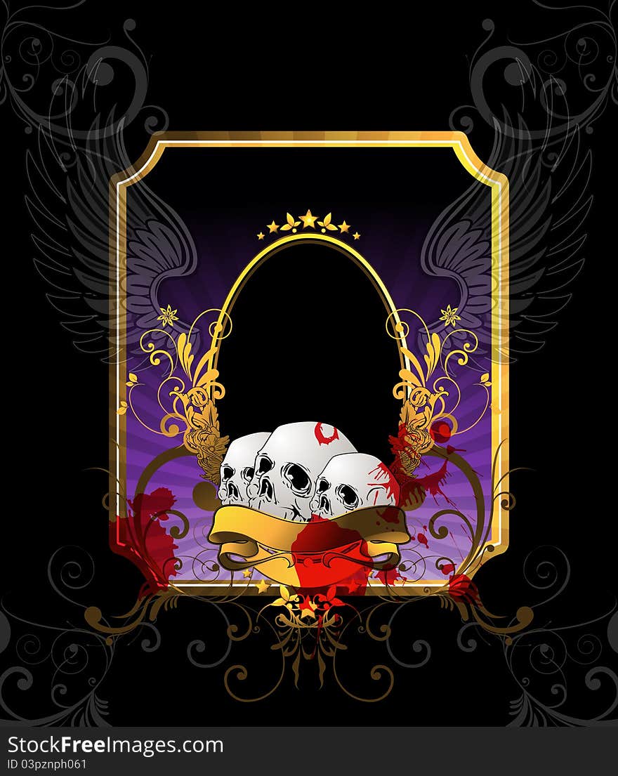 Skulls and abstract design frame. Skulls and abstract design frame