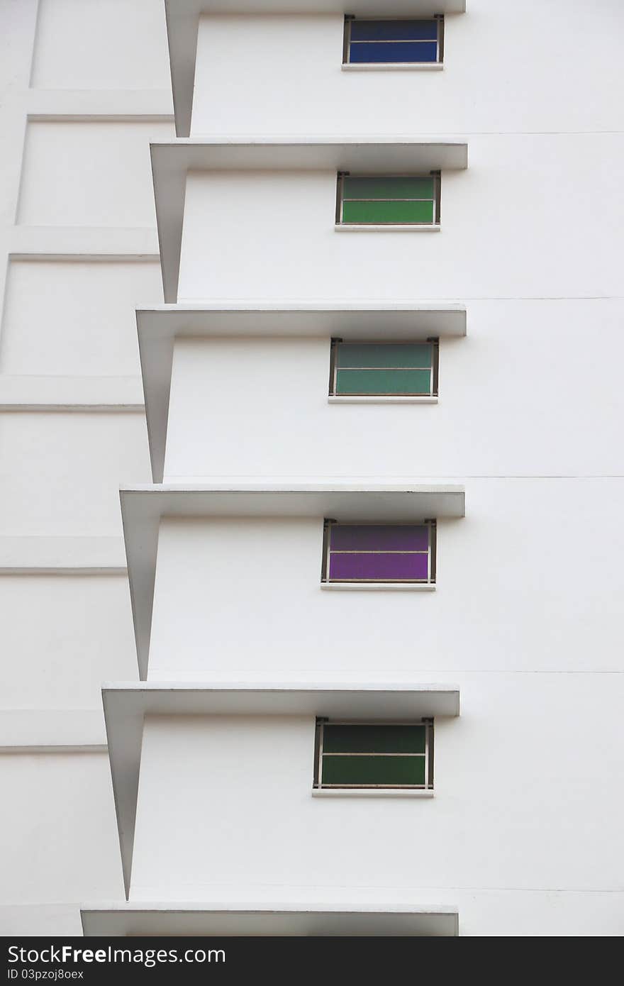 Color metal windows of city building. Color metal windows of city building.