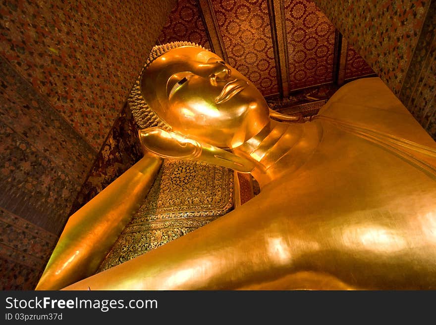 Big reclining in the temple. Big reclining in the temple