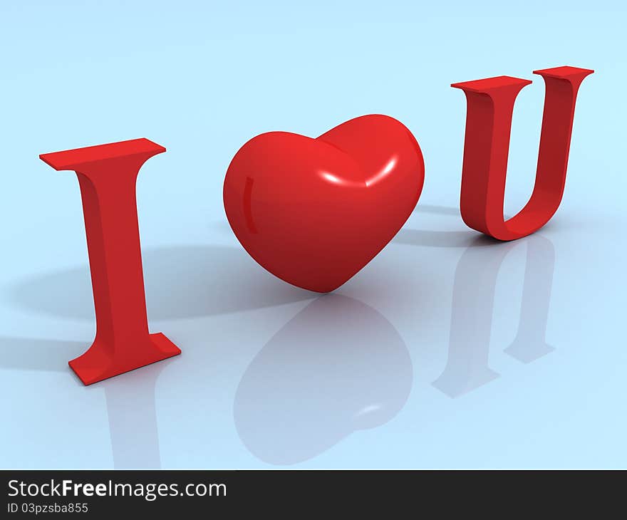 I love you 3d illustration