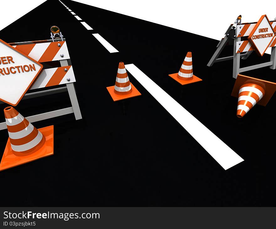 Road under construction 3d illustration. Road under construction 3d illustration