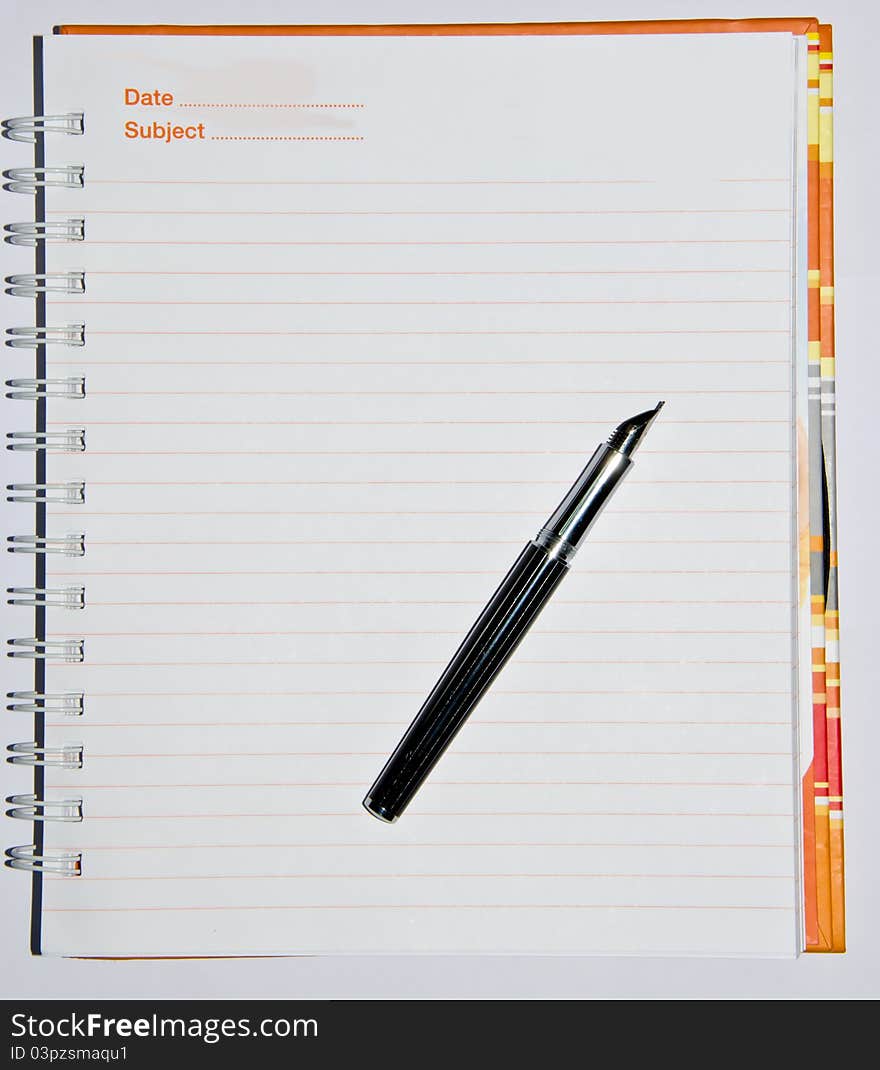 Note book modern for record with fountain pen