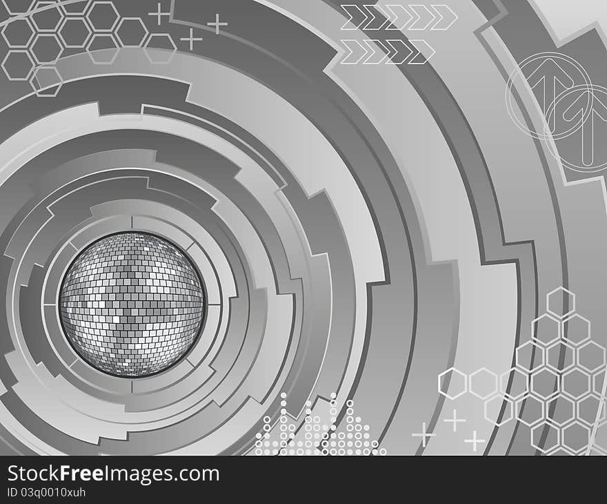 Abstract background with disco ball. Vector illustration.