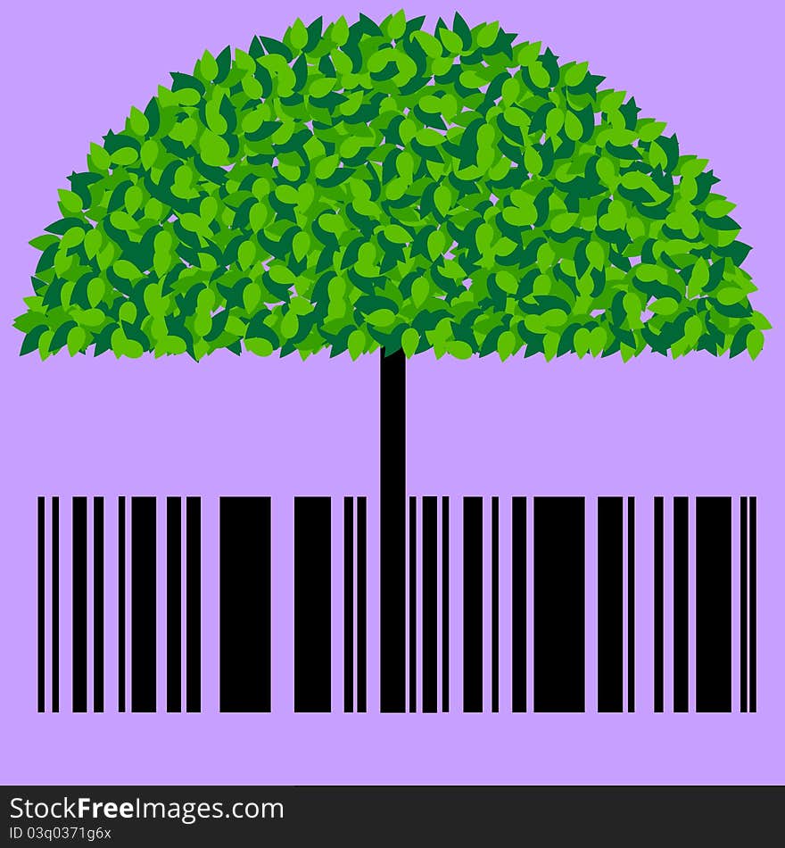 Bar code with a tree. Vector. Bar code with a tree. Vector