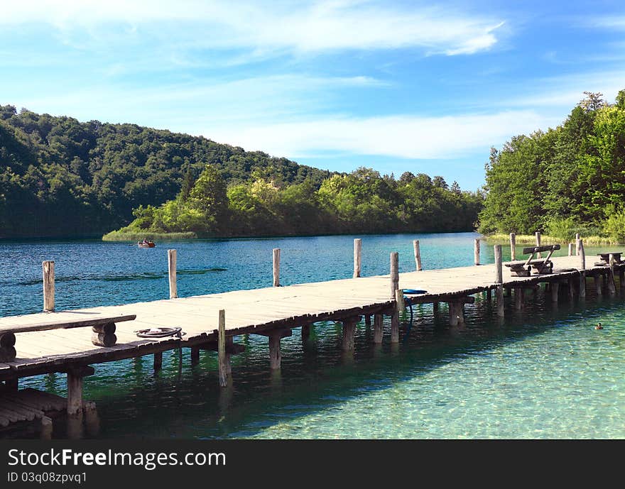 Wooden Pier In National Park,Plitvice