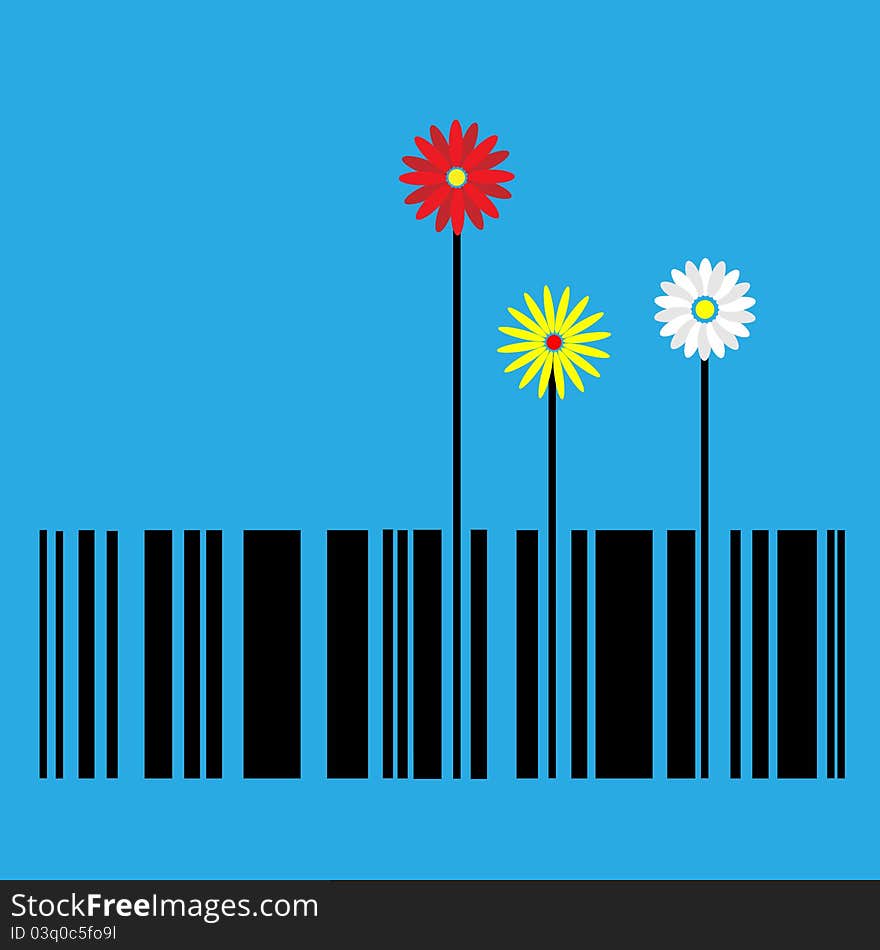 Fower stylized as barcode. Vector illustration. Fower stylized as barcode. Vector illustration.