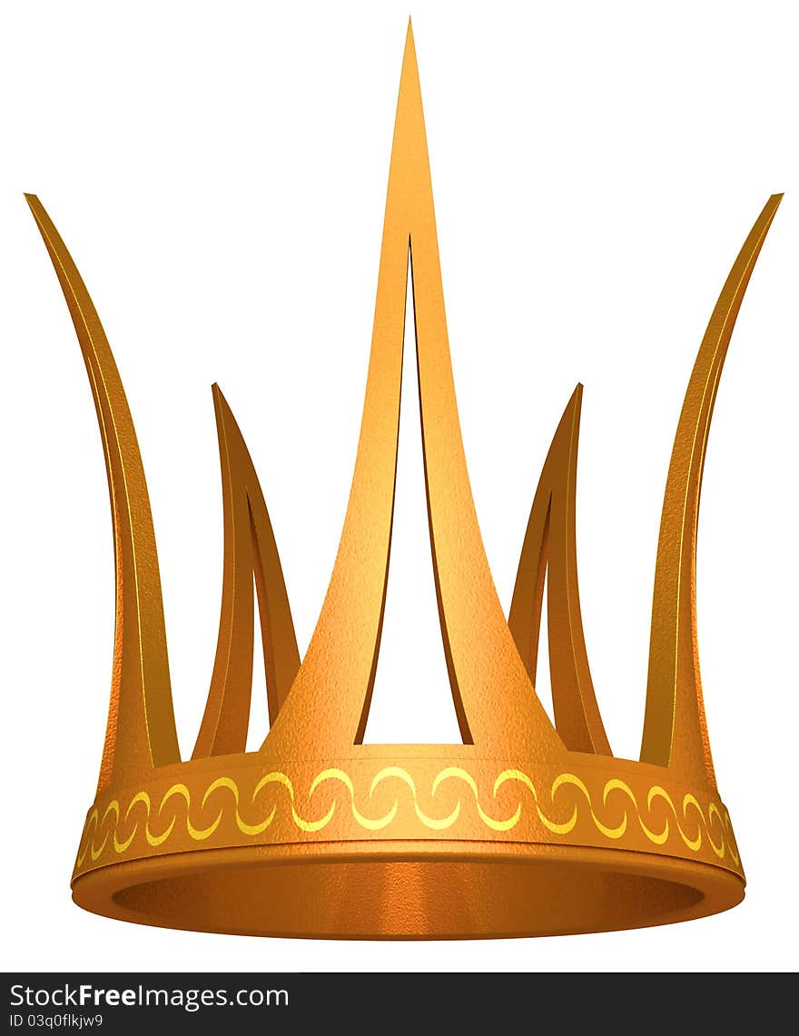 Gold crown the princess isolated on a white background