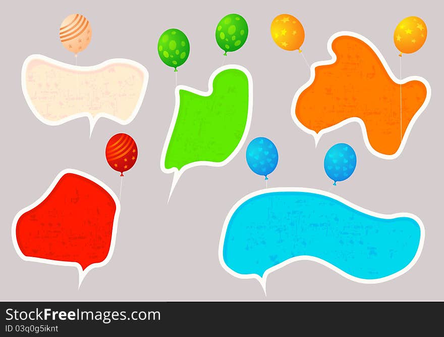 Speech bubbles or sticker set. Speech bubbles or sticker set