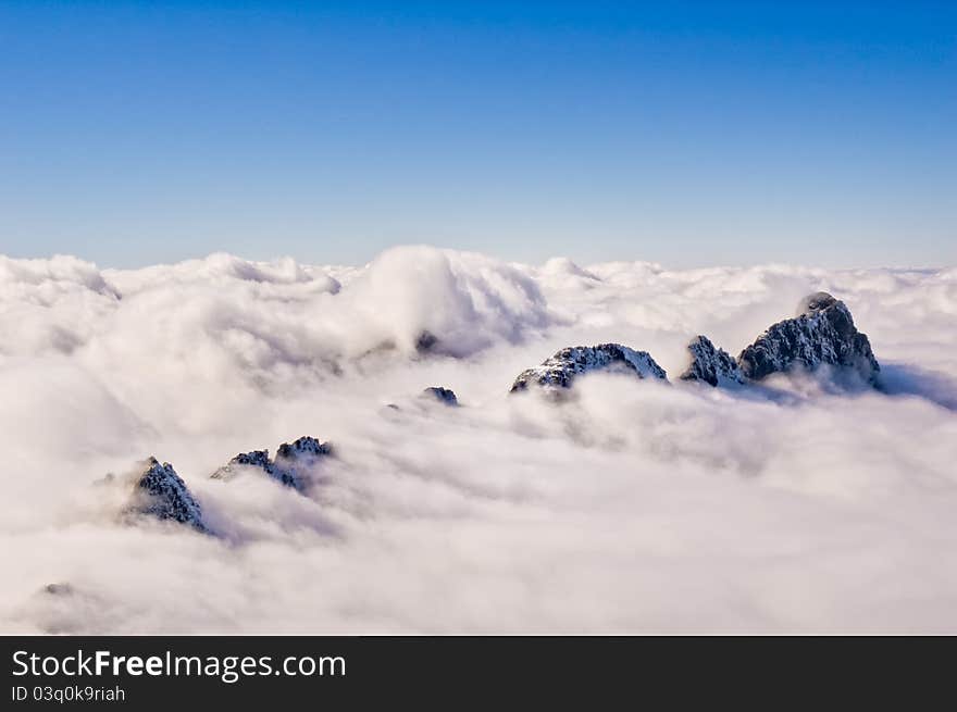 Sea of clouds and islands of rock