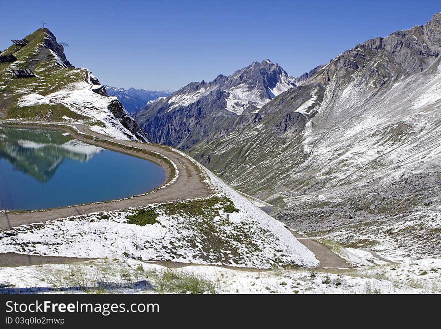 The European Alps seen from the Ulmer Huette. Vorarlberg. Austria