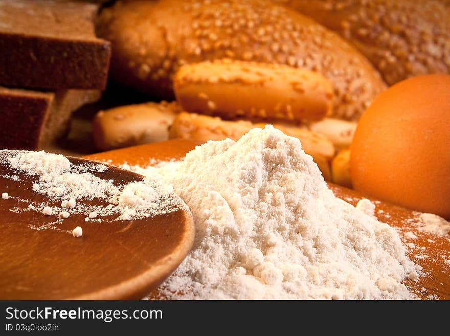 Meal egg and different sorts of bread