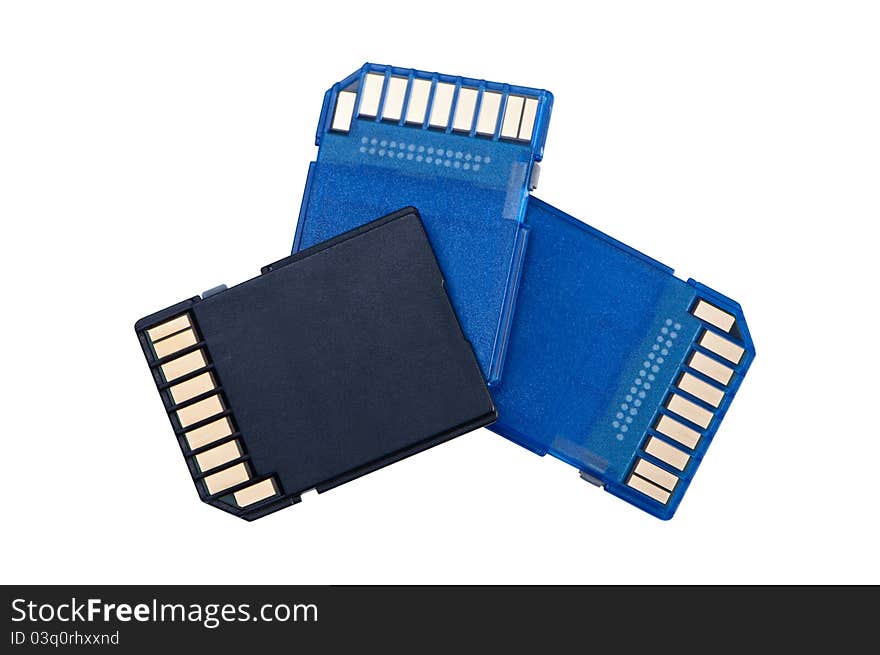 Memory cards isolated on white.