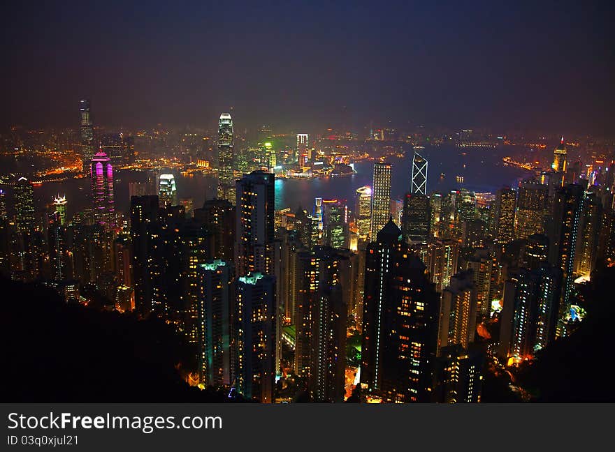 Skyline of Hong Kong City from Victoria Peak