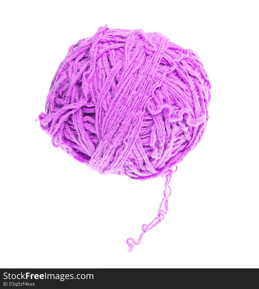 A ball of thread on a white background. A ball of thread on a white background