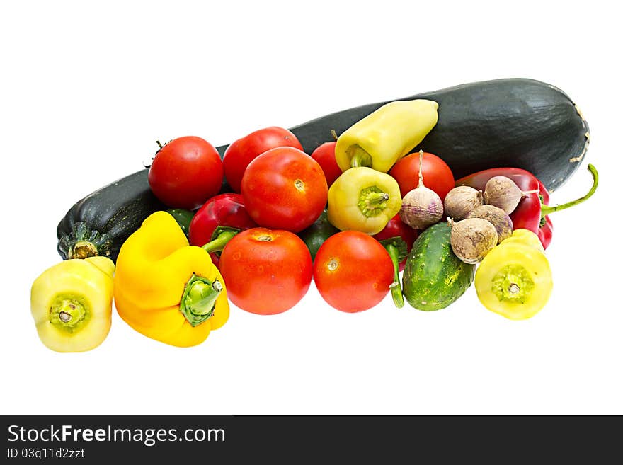 Fresh vegetables on the white background