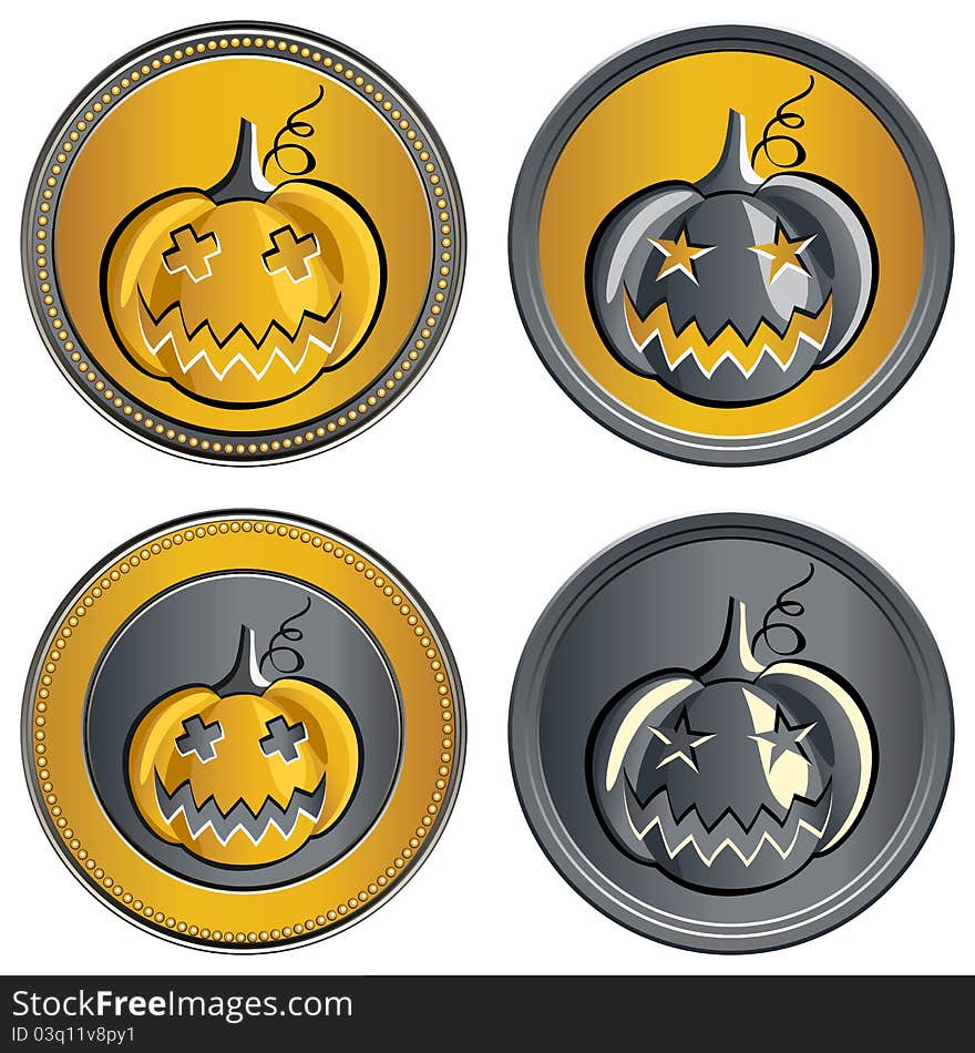 Vector Set Of Coins On Halloween