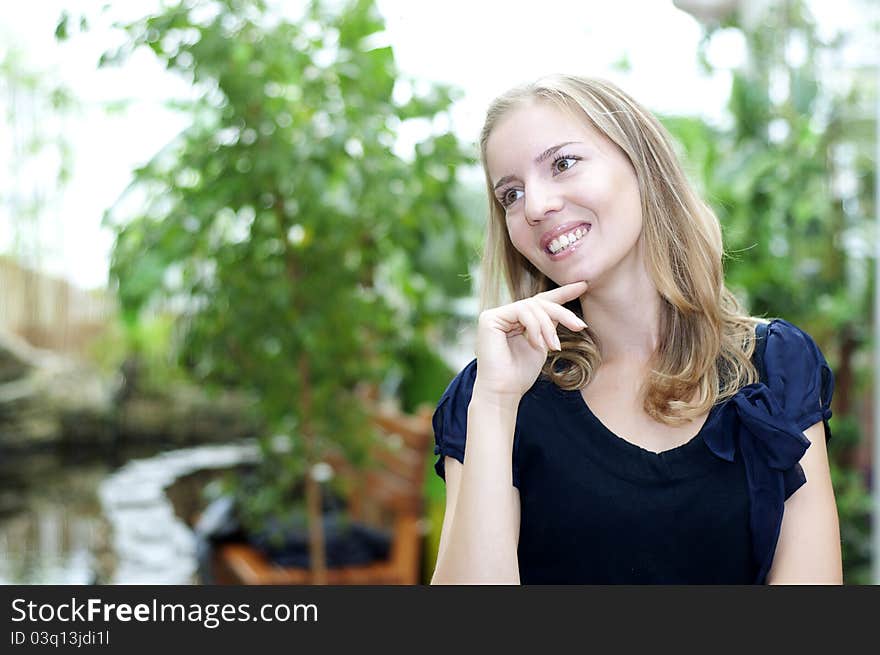 Portrait of a beautiful woman in the store