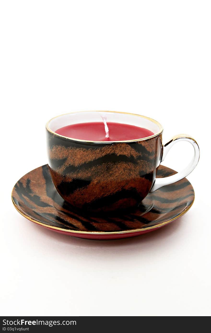 tea cup with candles white background