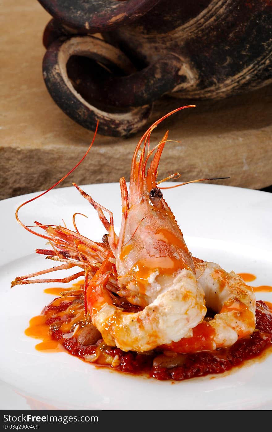 Plated prawn